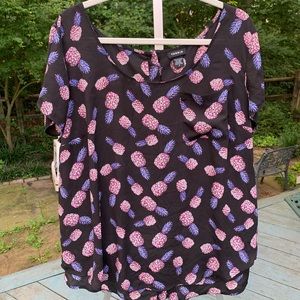Torrid plus size short sleeve pineapple blouse